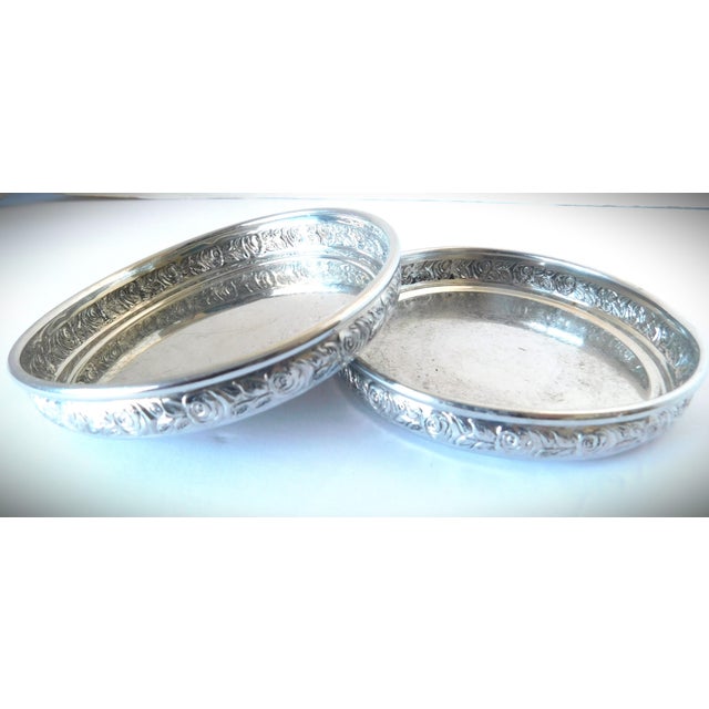 Metal Mid Century Geo. S. Preisner Pewter Wine Bottle Coasters, a Pair For Sale - Image 7 of 8