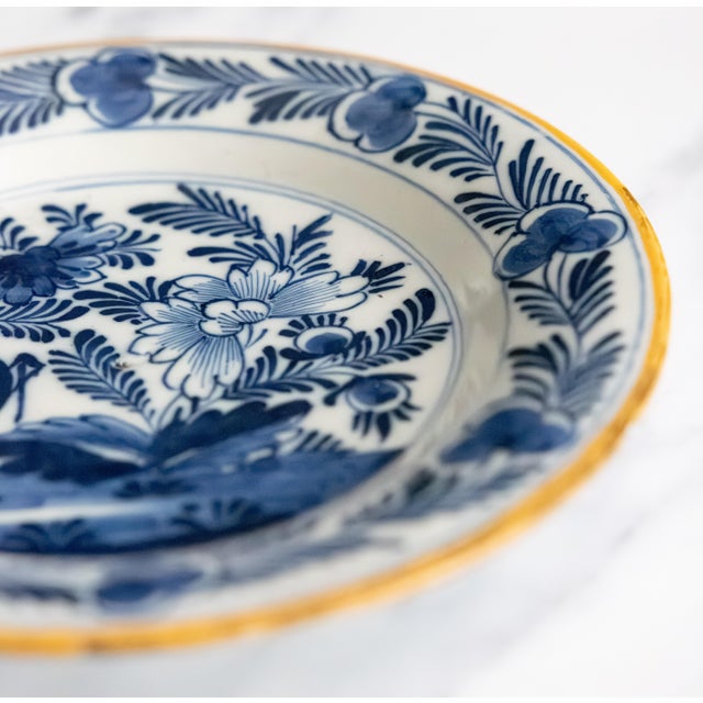 Mid 18th Century Antique 18th Century Dutch Delft Faience Floral Plate For Sale - Image 5 of 7