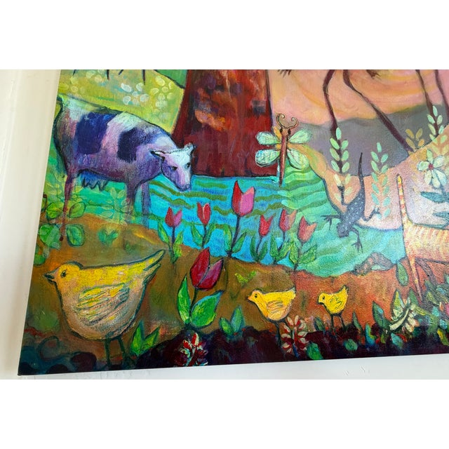 A vibrant original acrylic painting by acclaimed St Thomas artist Mary Catherine (Kathy) Carlson, titled "Jumby Playin"...