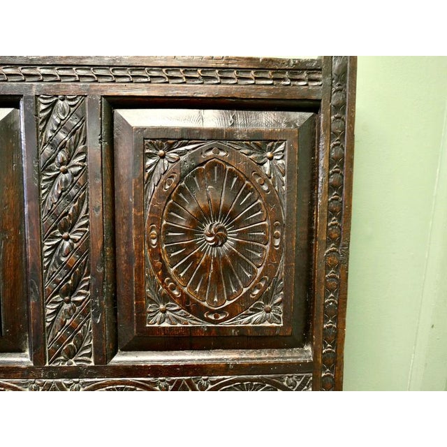 Wood 18th Century Carved High Back Oak Box Settle For Sale - Image 7 of 10