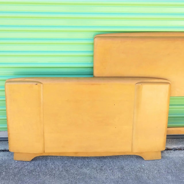 Vintage Midcentury Modern Heywood Wakefield Twin Size Maple Wood Headboard Footboard Rails Bed