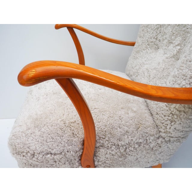 Set of Swedish Modern Sheepskin Lounge Chairs, 1940s For Sale - Image 14 of 18