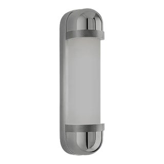 Polished Chrome With Matt Opal Glass Bathroom Wall Light For Sale