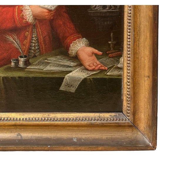 Alessandro Longhi, Portrait of a Young Musician in Front of His Desk with a Score in His Hand, Oil on Canvas, 18th Century, Framed For Sale - Image 4 of 11