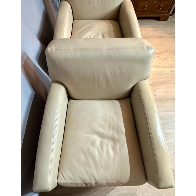 Pair of A. Rudin Cream Leather Club Chairs For Sale - Image 10 of 10