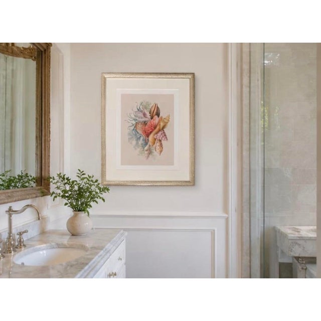 Framed Coastal Seashell Bouquet Watercolor Art Print For Sale - Image 10 of 12