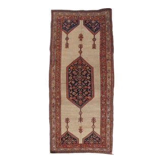 Antique Persian Serab Rug, Handmade Wool Oriental Rug, Red, Ivory, Camel, Blue For Sale