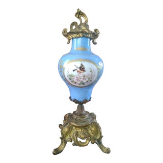 C1880 Antique Sevres Louis XV Porcelain With Ormolu Decorative Covered Urn For Sale