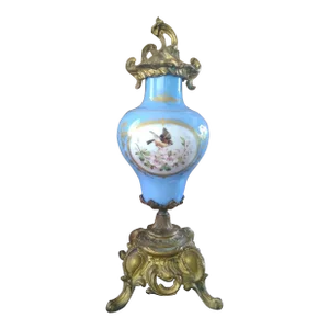 C1880 Antique Sevres Louis XV Porcelain With Ormolu Decorative Covered Urn