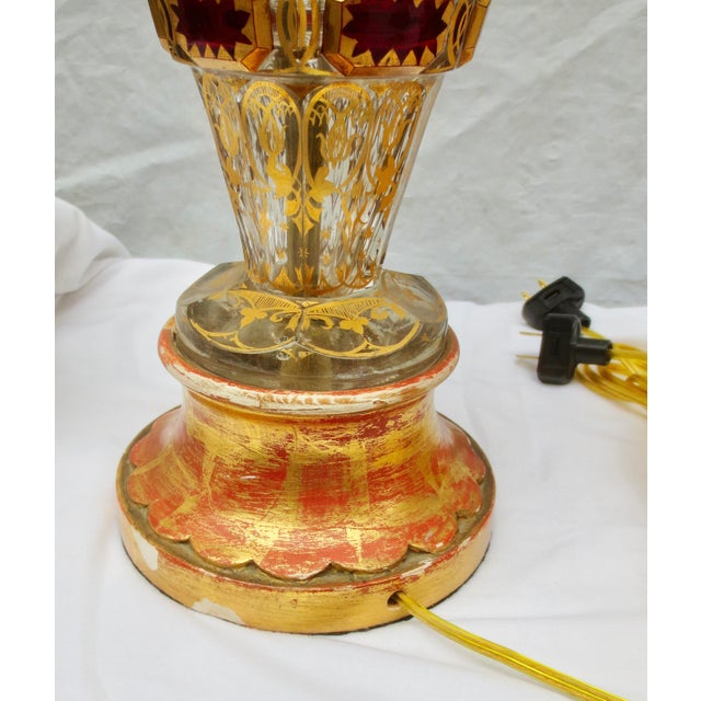 1900 - 1909 Bohemian Glass Lamps Circa 1900- A Pair of 2 For Sale - Image 5 of 12
