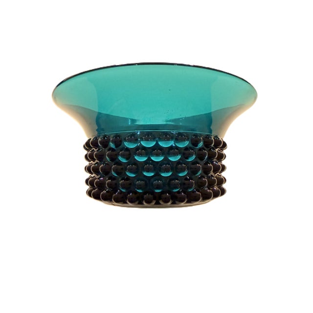 Glass Set of 2 Mid 20th Century Nyppyla Beaded Flared Glass Bowls by Saara Hopea for Nuutajarvi Notsjo, Made in Finland For Sale - Image 7 of 10