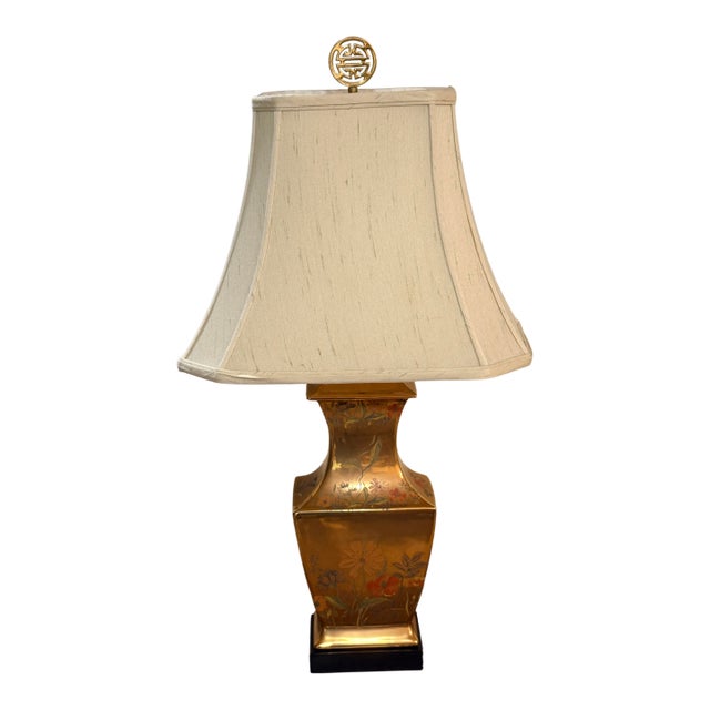 Vintage Morris Greenspan Chinoiserie Gold Lamp For Sale