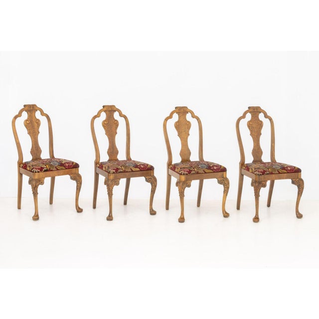Mid 20th Century William and Mary Style Needlepoint Upholstered Walnut Dining Chairs, 6 For Sale - Image 5 of 16