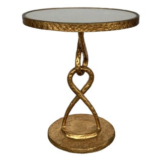 Global Views Modern Hammered Antique Glaze Gold Leaf Loop Da Loop Side Table For Sale