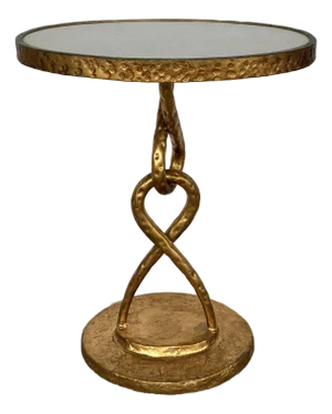 Global Views Modern Hammered Antique Glaze Gold Leaf Loop Da Loop Side Table