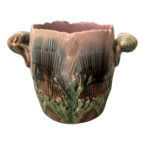 Vintage Antique Etruscan Majolica Shell & Seaweed Spooner or Open Sugar Bowl