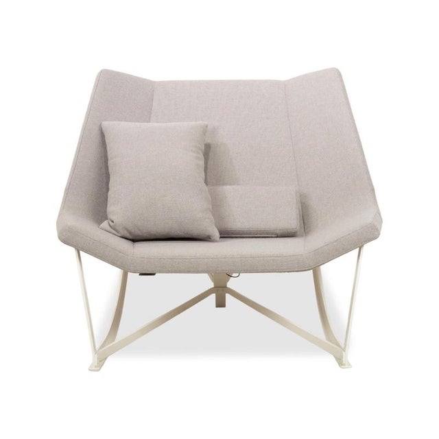 Grey Fabric Sway Rocking Lounge Chair with White Frame by Markus Krauss For Sale - Image 12 of 13