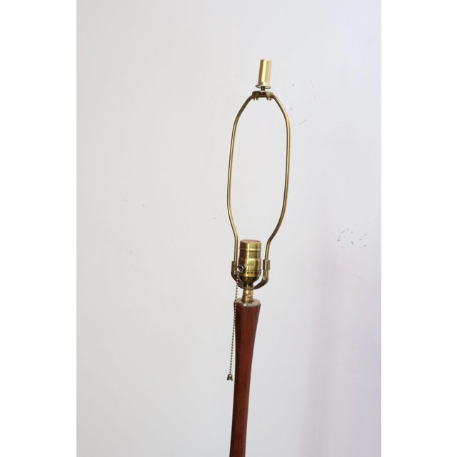 Brown Vintage Scandinavian Sculptural Solid Teak and Brass Floor Lamp For Sale - Image 8 of 18