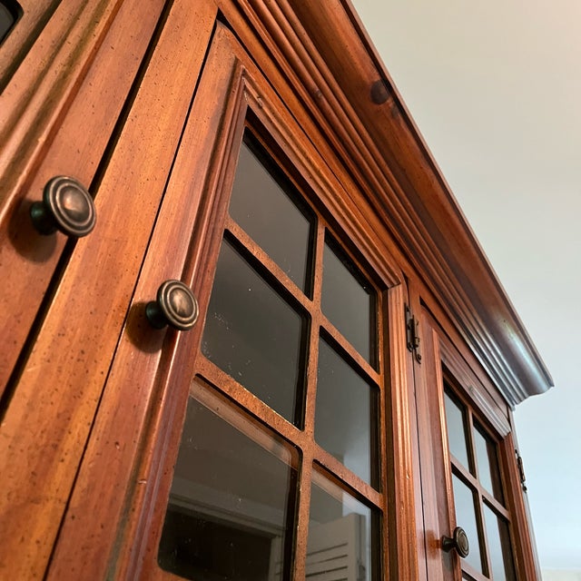 Sears Late 20th Century Sears Open Hearth Collection Solid Pine Rustic Buffet With China Cabinet For Sale - Image 4 of 11