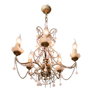 Vintage Art Deco Pink Venetian Chandelier, 1920 For Sale