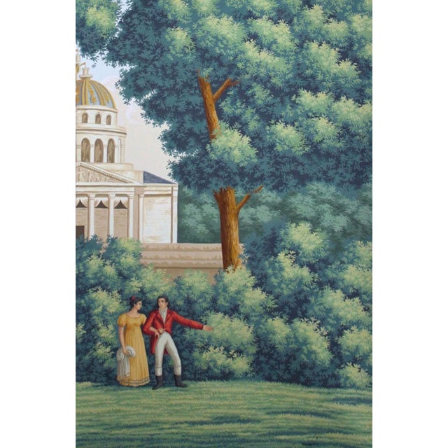 Hand Painted Vintage French Parisian Riverside Landscape Mural Panels | Set of 5 Panels 3ft×8ft Custom Panoramic Scenic Wallpaper For Sale - Image 4 of 4