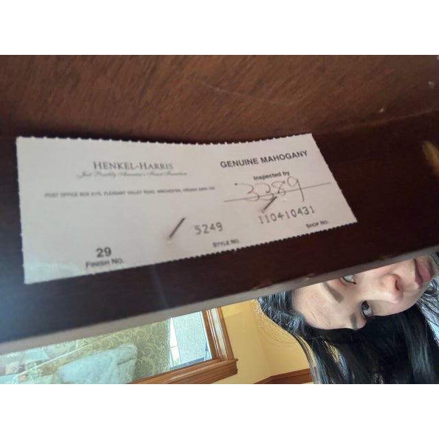 Late 20th Century Henkel Harris Model 5249 Oval Mahogany Coffee Table [Cb] For Sale - Image 10 of 10