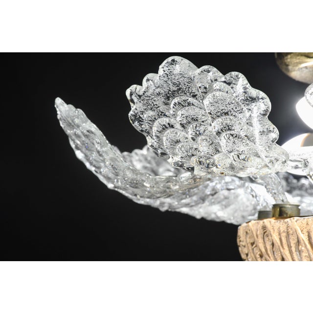 Lovely Transparent Murano Glass Leave Ceiling Light or Chandelier, 1970s For Sale - Image 12 of 14