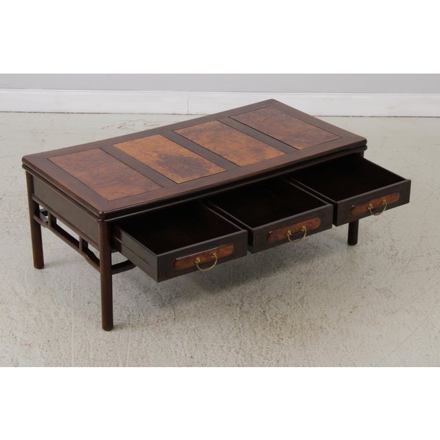 1970s Vintage Chinese Rosewood & Walnut Coffee Table For Sale - Image 5 of 12