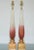 Stunning pair of vintage Murano lamps in CRANBERRY and CREAM. Very rare and unique color pattern with loads of 24kt gold...