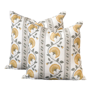A Pair of Lauren Servati Textiles, Mirabelle // Sunshine Pillows, 20"x20"