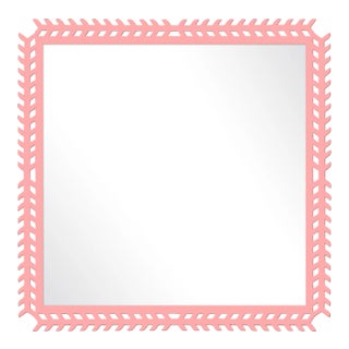 Fleur Home x Chairish Toulouse Trellis Mirror in Pink Punch, 24x24 For Sale