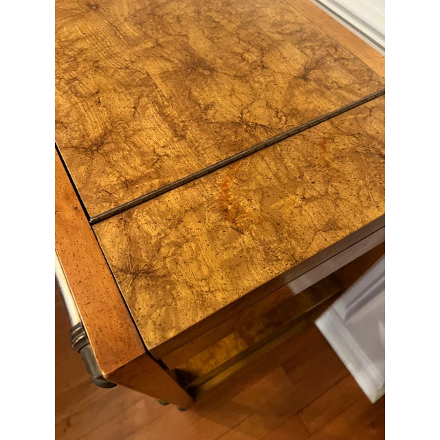 Midcentury Hollywood Regency Expandable Burl Wood Server For Sale - Image 11 of 13