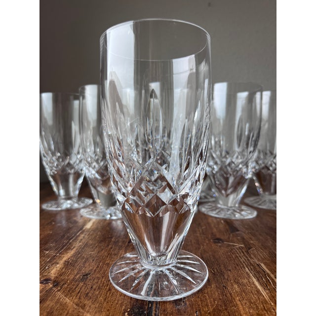 Waterford Crystal Lismore Pattern Set of 8 Ice Tea Glasses Watermarked with Waterford at the bottom of each glass 3”...