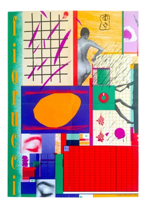 Vintage 1980 " Fiorucci " New Wave Italian Fashion Post Modern Laurie Rosenwald Pop Art Poster