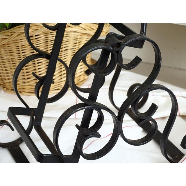 Mid-Century Modern 1960s Wrought Iron Wine Bottle Holder, Bottle Rack For Sale - Image 3 of 10