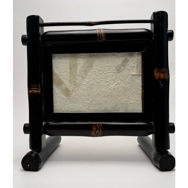 Asian Black Faux Bamboo Tabletop Picture Frame For Sale - Image 4 of 10