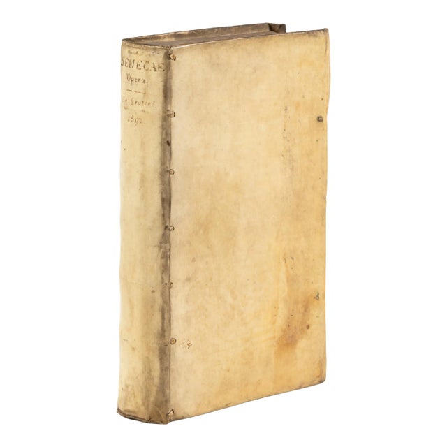 Late 16th Century Vellum Folio Book, L. Annaeus Seneca a M. Antonio Mureto Correctus Et Notis Illustratus & Animadversiones in L. Annaei Senecae Opera For Sale
