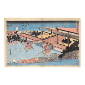 Sumiyoshi: Dengaku Dance Performed During an Onda Ceremony - Woodblock Print by Utagawa Hiroshige