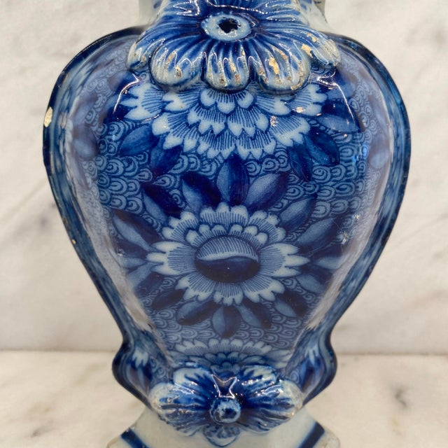 Early Antique Dutch Delft Blue and White Floral Vase, Netherlands For Sale - Image 10 of 18