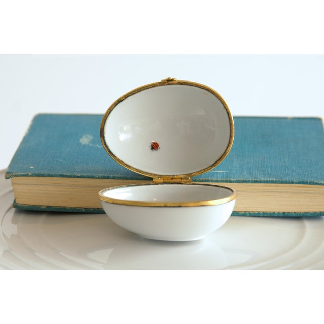 Mid 20th Century Porcelain Tiffany & Co Ladybug Trinket Egg/Box, Made in France 1960's For Sale - Image 5 of 6