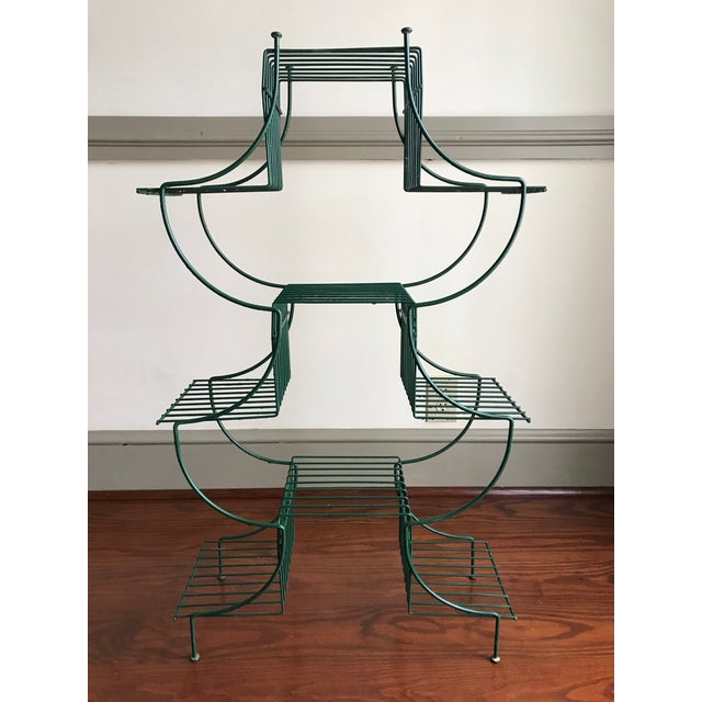 Mid Century Pagoda Green Metal Plant Stand Chairish
