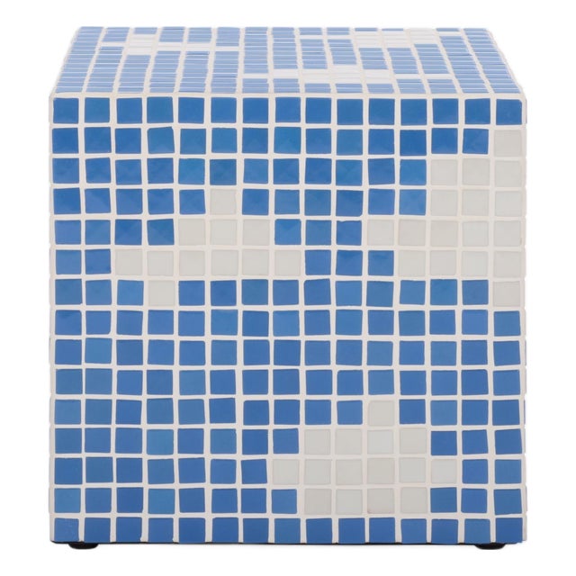 Hikari Cube Cloud Tile Accent Table in Light Blue / White For Sale