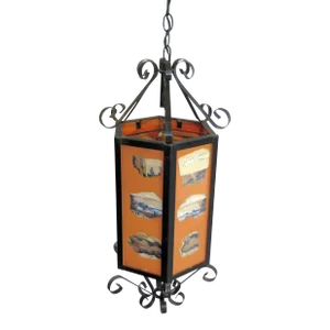 Vintage 1960s Authentic 18 Geode 6 Sided Swag Pendant Light