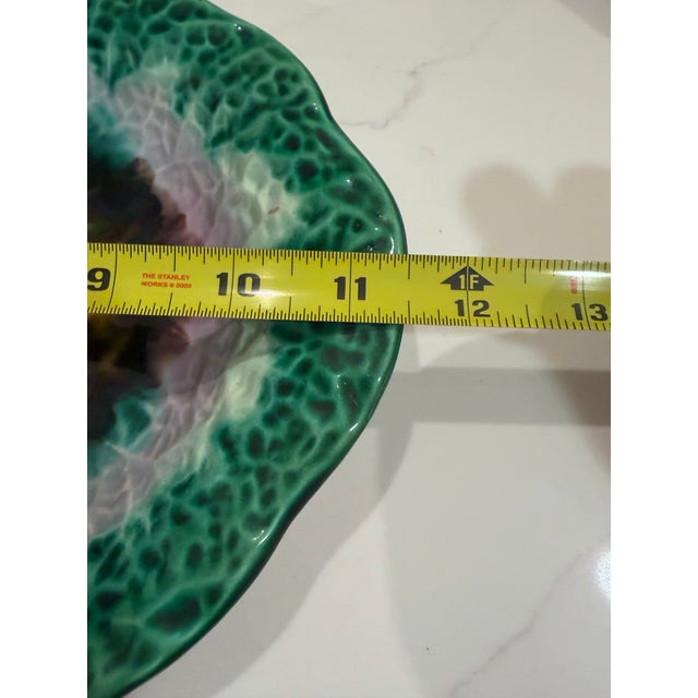 Pair of Antique Majolica Begonia Leaf Dishes - High Relief For Sale - Image 12 of 12