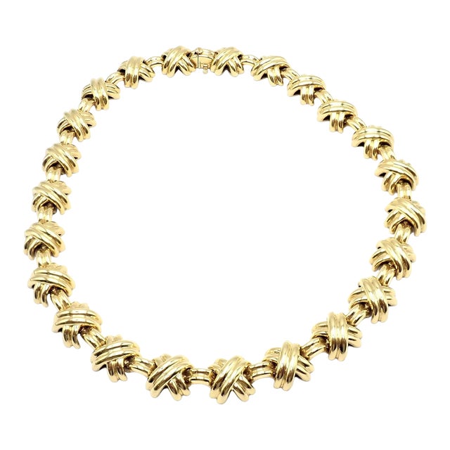 Vintage Tiffany & Co. 18k Yellow Gold Large X Classic Signature Necklace For Sale