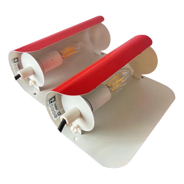 Wall Lamps in Red from Aneta, Set of 2 For Sale