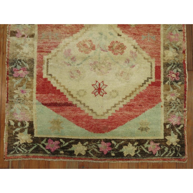 Turkish Vintage Square Medallion Turkish Throw Rug - 3'7" x 3'10" For Sale - Image 3 of 5