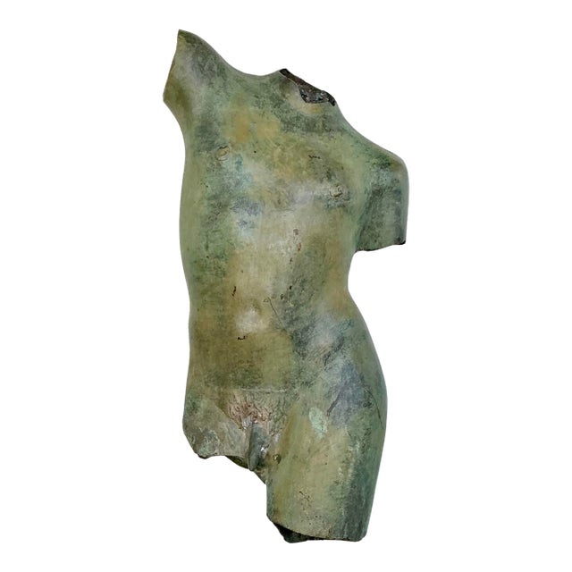Vintage Patinated Bronze Torso of Man For Sale