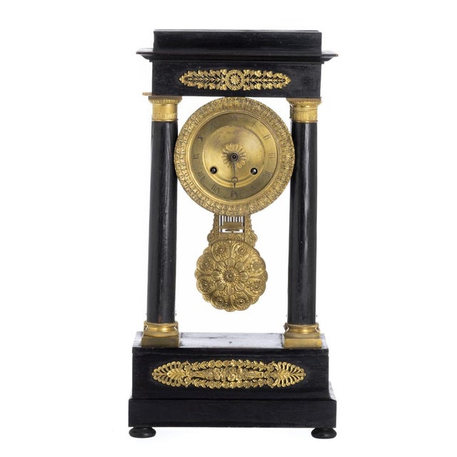 Black Napoleon III Portico Clock, 19th Century For Sale - Image 8 of 8