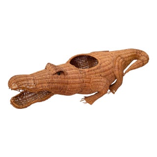 1960’s Mario Lopez Torres Style Wicker Alligator Planter For Sale